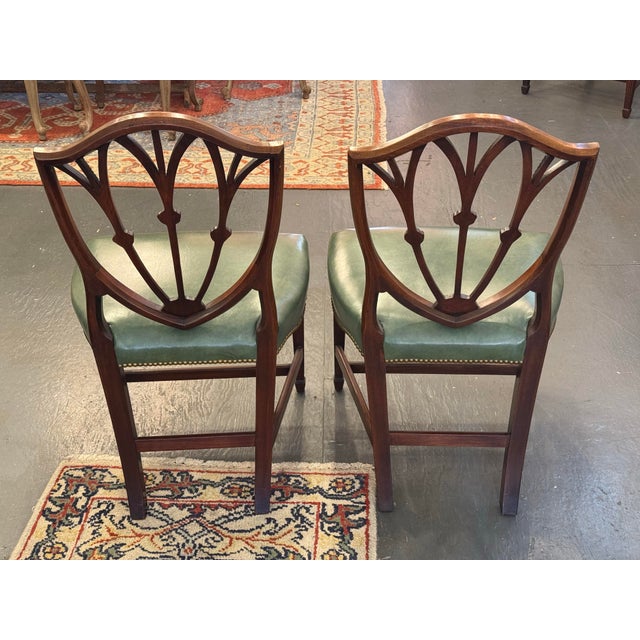 Wood Set of 2 Vintage Shieldback Mahogany Dining Chairs For Sale - Image 7 of 8