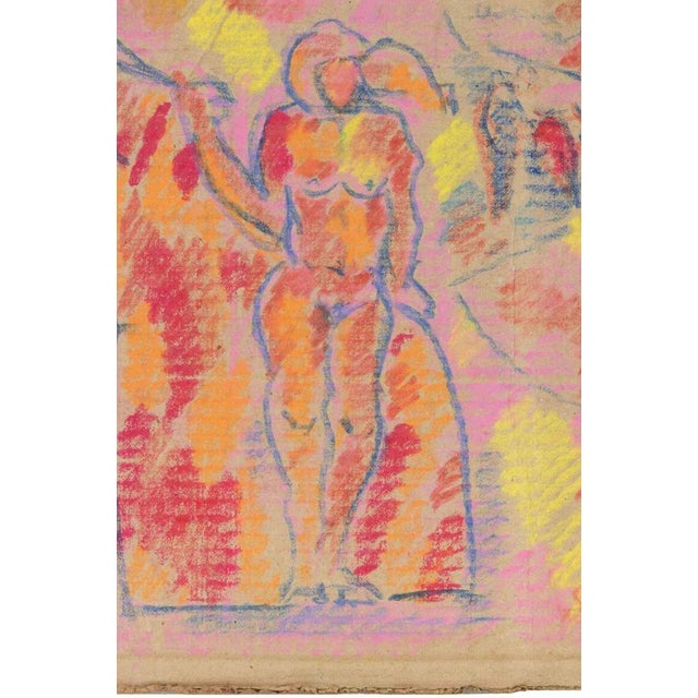 Charcoal and oil pastel on cardboard realized by sirio pellegrini in 1960s. Hand signed. Includes a wooden frame realized...