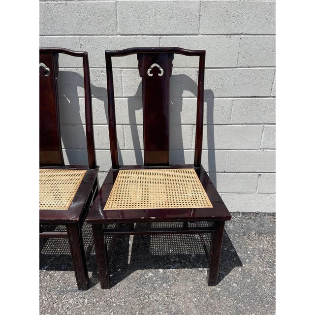 5pc Vintage Asian Dining Set Wood Cane Chinoiserie Kitchen Furniture For Sale - Image 10 of 10