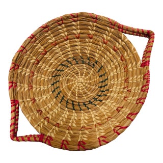 1940s Native American Style Woven Basket With Two Handles For Sale
