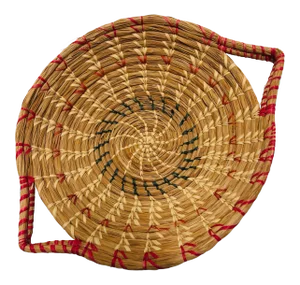 1940s Native American Style Woven Basket With Two Handles