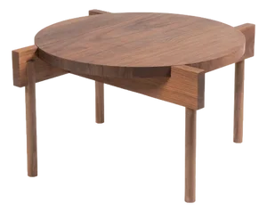 Overlapping Walnut Coffee Table with Round Top Insert by Antonio De Marco