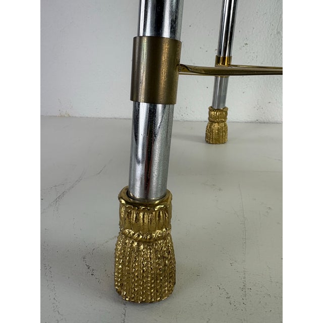 Chrome Vintage Glamorous Brass and Chrome Martini Table For Sale - Image 8 of 10