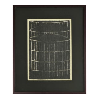 Vintage Abstract Minimal Charcoal on Paper, Framed/Richard Serra/Anni Albers For Sale