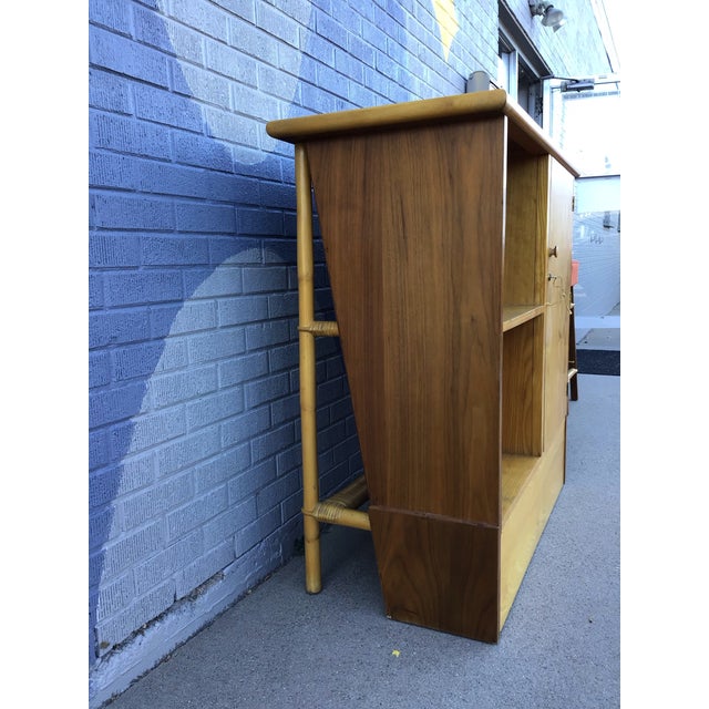 Mid 20th Century Modern Dry Bar and Barstool Set Attributed to Ficks Reed For Sale - Image 11 of 12
