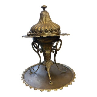Large Vintage Brass Detailed Samovar and Decorative Stand, Champagne Bucket, Bowl For Sale