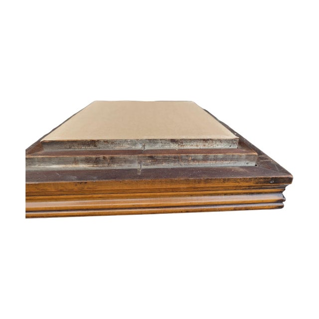 Brown 19th Century Antique Walnut Mirror Hand Carved Frame With Gilded Inner Trim For Sale - Image 8 of 12