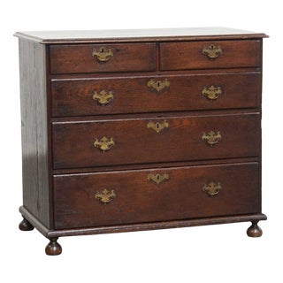 Antique Oak English Chest of Drawers, 1700s For Sale
