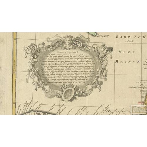 Paper Hand-Colored Holy Land Map of Palestine from Homann Heirs, 1744 For Sale - Image 7 of 11