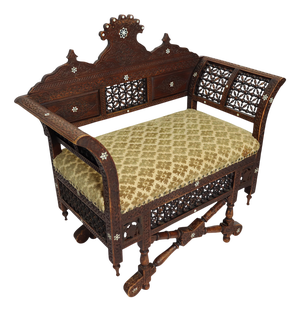 Vintage Moorish Bench Chair, 1920s