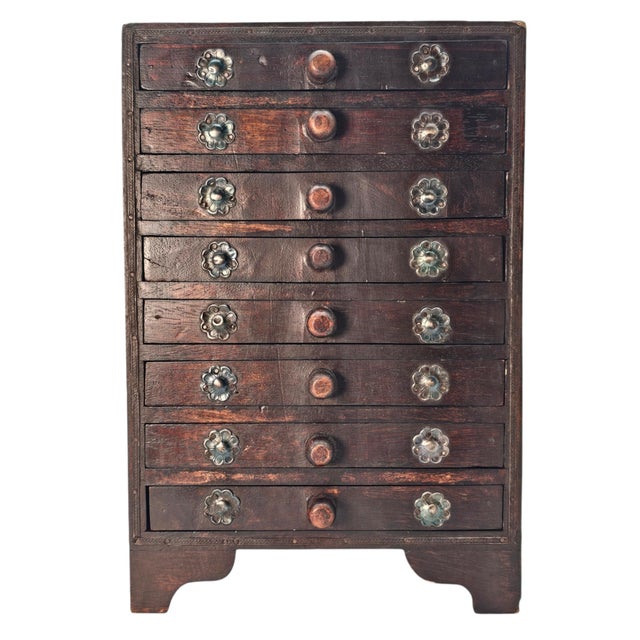 Mid-Century Indian Hardwood Apothecary Cabinet With Eight Drawers (13") For Sale - Image 10 of 15
