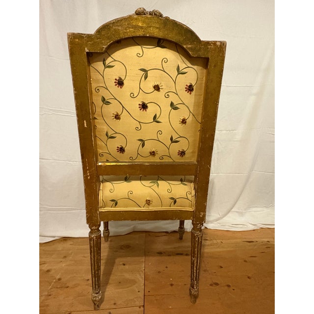 Mid 19th Century Pair of 19th Century Louis XVI Gilt Upholstered Side/Parlor Chairs For Sale - Image 5 of 12