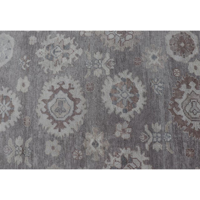 Large Turkish Oushak Rug in Soft Gray, Ivory, and Taupe With Floral Motifs For Sale - Image 14 of 16