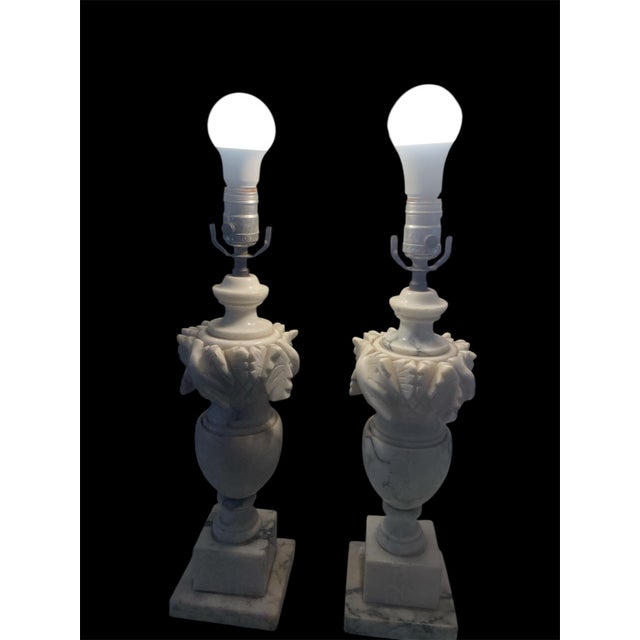 Italian NeoClassical Alabaster Urn Lamps For Sale - Image 9 of 9
