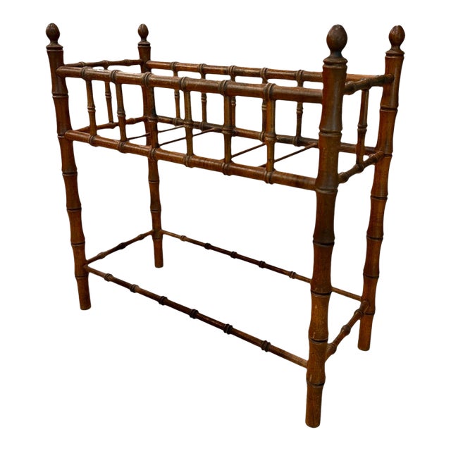 Vintage Faux Bamboo Maple Wood Plant Stand For Sale