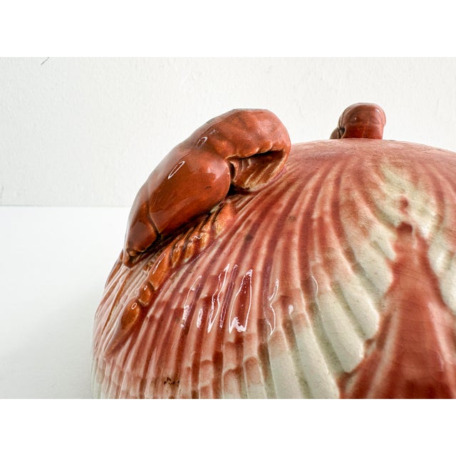 Antique French Sarreguemines Majolica Lobster Clamshell Centerpiece Bowl For Sale - Image 11 of 17