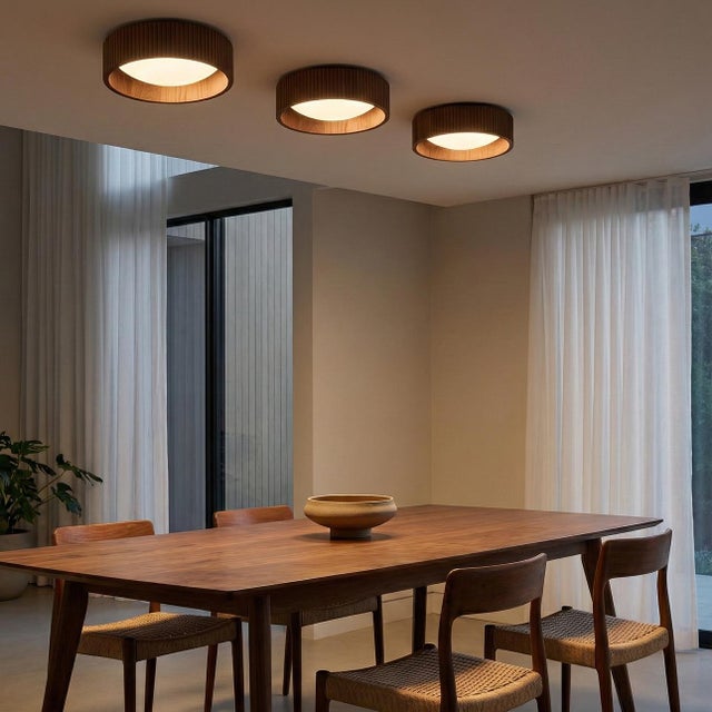 Originally designed by Peter Morelli in 1962, the Tambo 14"" Flush Mount Ceiling Light blends mid-century heritage with...