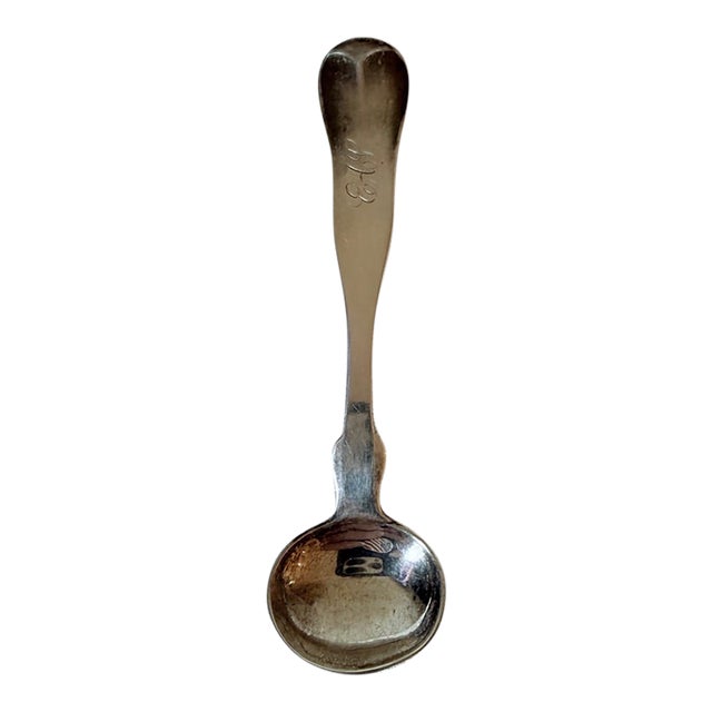 Antique C.W. Hurll Pure Coin Silver Salt Spoon For Sale