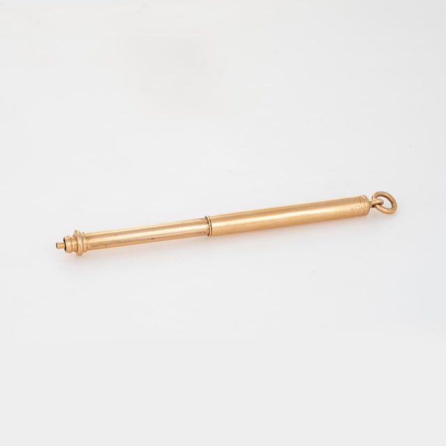 Victorian French Antique Victorian Pencil Pendant 18k Yellow Gold Retractable Jewelry For Sale - Image 3 of 5