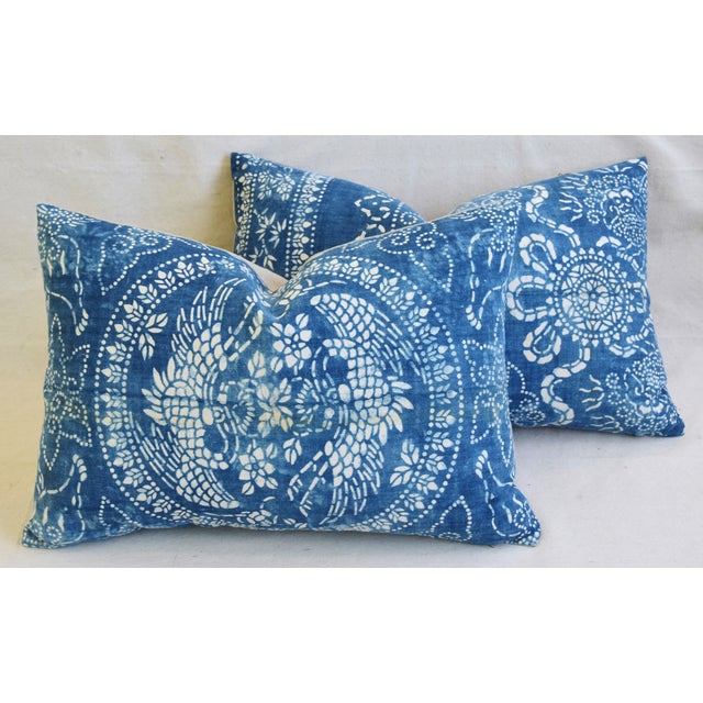 Blue White Shanghai Batik Chinoiserie Feather Down Pillows 23 X