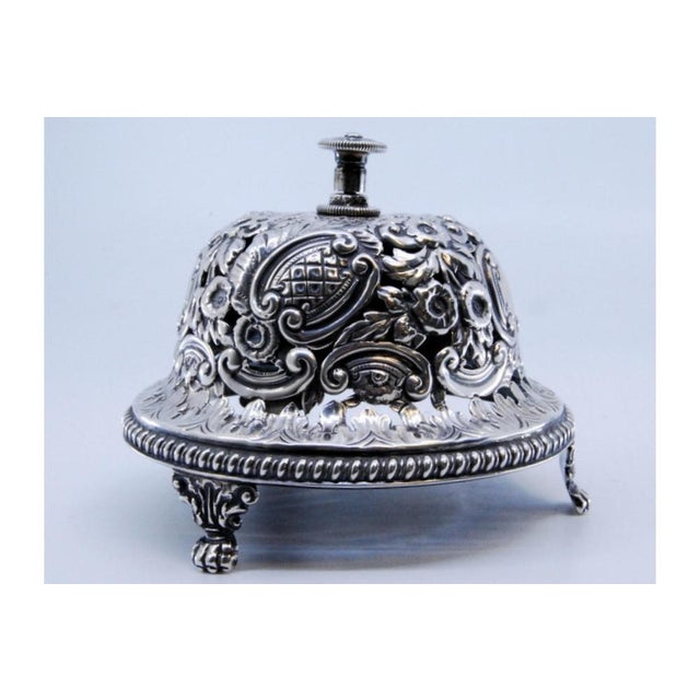 Victorian Silver Bell with Corded Base, Shells, Garland and Zoomorphic Feet For Sale - Image 3 of 10