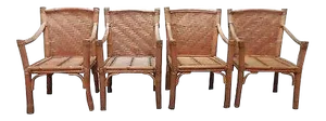 Vintage Set of 4 Heavy Genuine Bamboo Arm Chairs