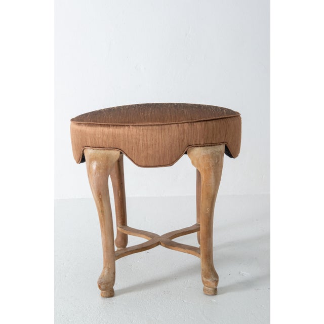 Mid-Century Modern Oval Upholstered Wood Bench, Spain, 1960s Design For Sale In New York - Image 6 of 13