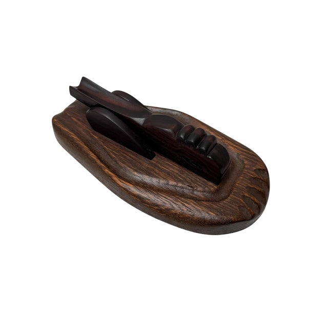 Art Deco Amsterdamse School Oak and Macassar Desk Paperweight, 1920s For Sale - Image 6 of 6