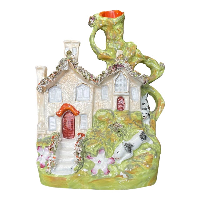 Antique English Victorian Staffordshire Painted Pastille Burner For Sale