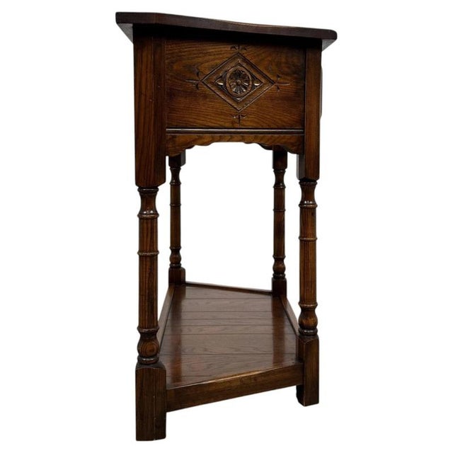 2000 - 2009 Antique English Oak Side Table, 1900s For Sale - Image 5 of 11