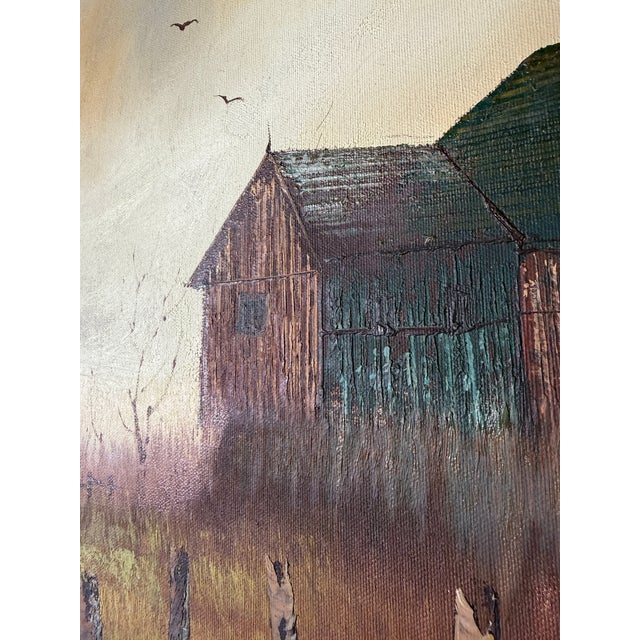1970s Vintage Lee. Sound Impressionist Landscape Oil Painting on Canvas – Framed For Sale - Image 9 of 16