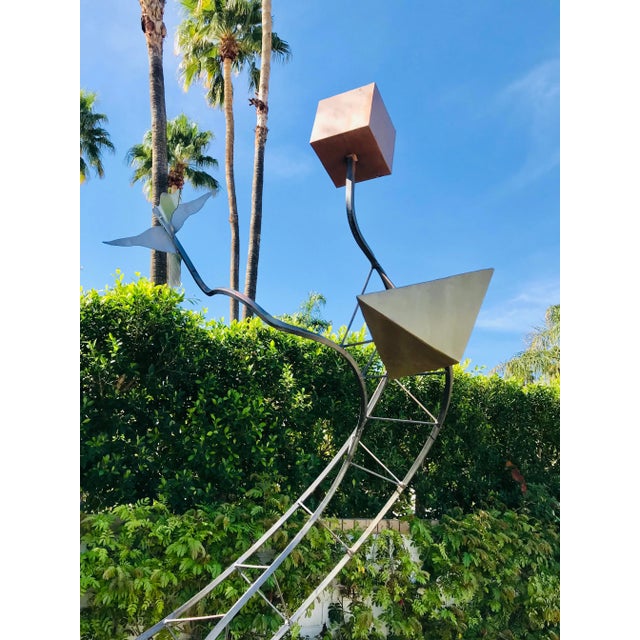 1980s Postmodern Steel Spiral Outdoor Sculpture For Sale - Image 4 of 13