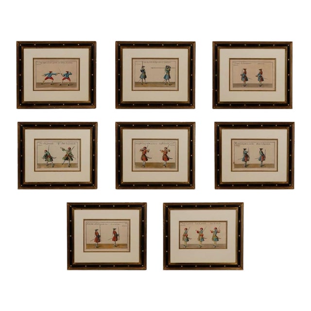 18th Century Framed French Military Engravings- A Set of 8 For Sale
