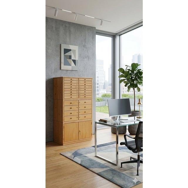 Vintage Italian Filing Cabinet in Beech Wood, 1950s For Sale - Image 3 of 9
