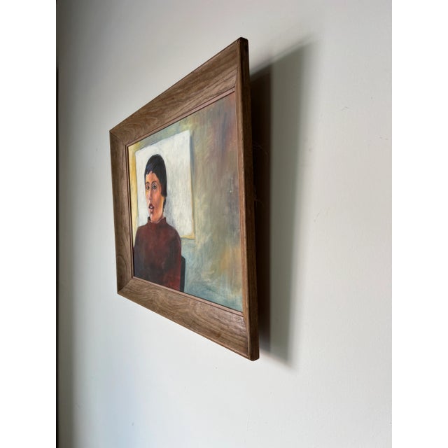 70's Vintage Impressionist Oil Woman Portrait Painting, Framed For Sale - Image 4 of 13