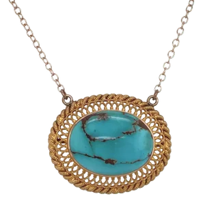 Victorian 14k Gold & Turquoise Repurposed Pendant Necklace