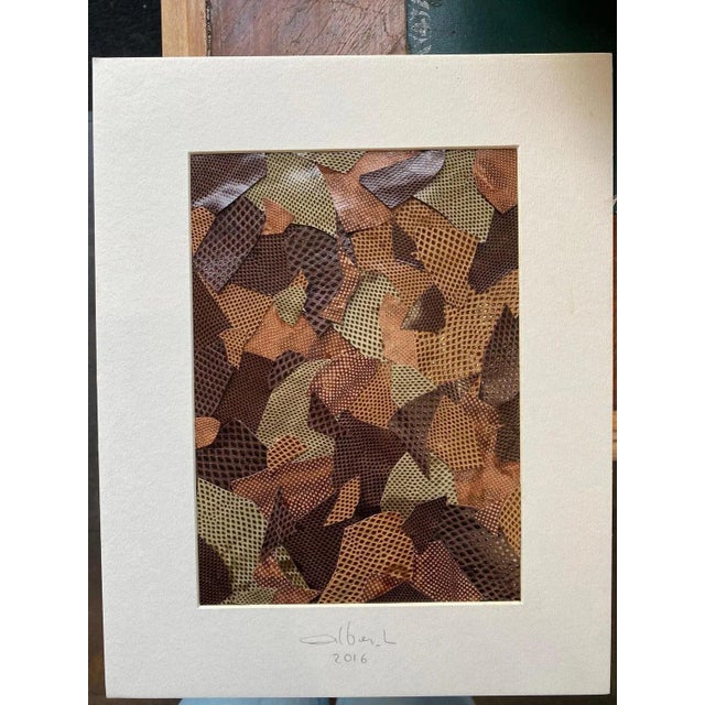 Composition / faux leather piece collage Total size with frame is 25x30 cm Gilbert Albert is a famous Geneva jeweler, who...