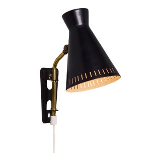 1950s Perforated Metal Diabolo Plug-in Wall Lamp Attributed to Mauri Almari For Sale