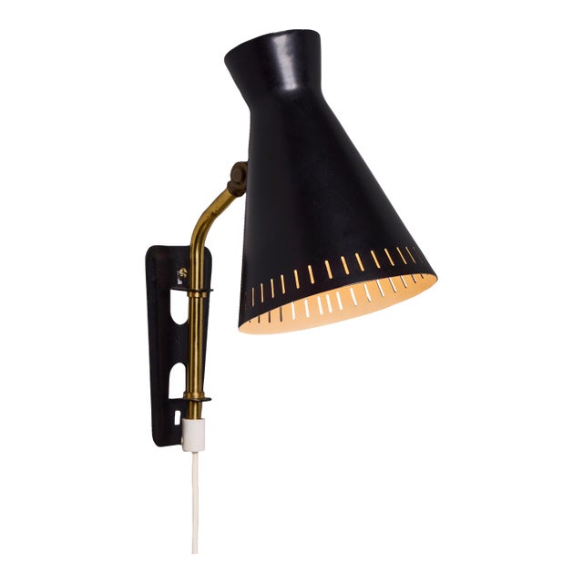 1950s Perforated Metal Diabolo Plug-in Wall Lamp Attributed to Mauri Almari For Sale