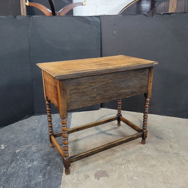 English Light Oak 2 Drawer Lowboy With Bobbin Turned Legs For Sale In Atlanta - Image 6 of 13