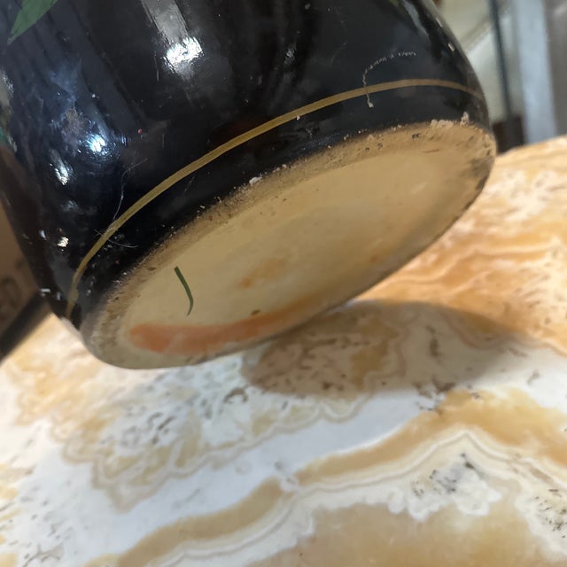 1970s Vintage Ceramic Asian Style Black Umbrella Stand For Sale - Image 5 of 5