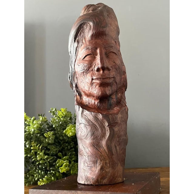 Vintage Hand Carved Burl Wood Abstract Female Figure For Sale - Image 9 of 10