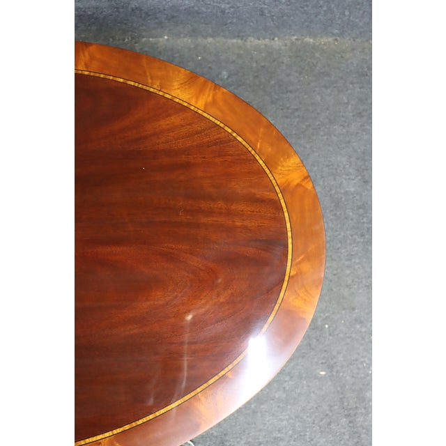 Henkel Harris Oval Mahogany Coffee Table With Banded Inlaid Top For Sale - Image 9 of 17