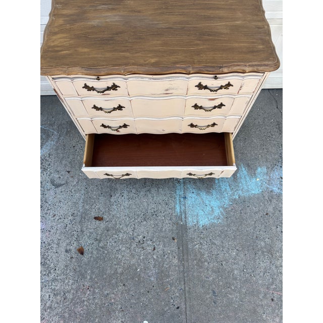 Distressed Farmhouse Dresser | French Provincial Chest | Painted Cottage Dresser |Rustic White Wood Dresser | Vintage Bedroom Furniture For Sale - Image 12 of 12