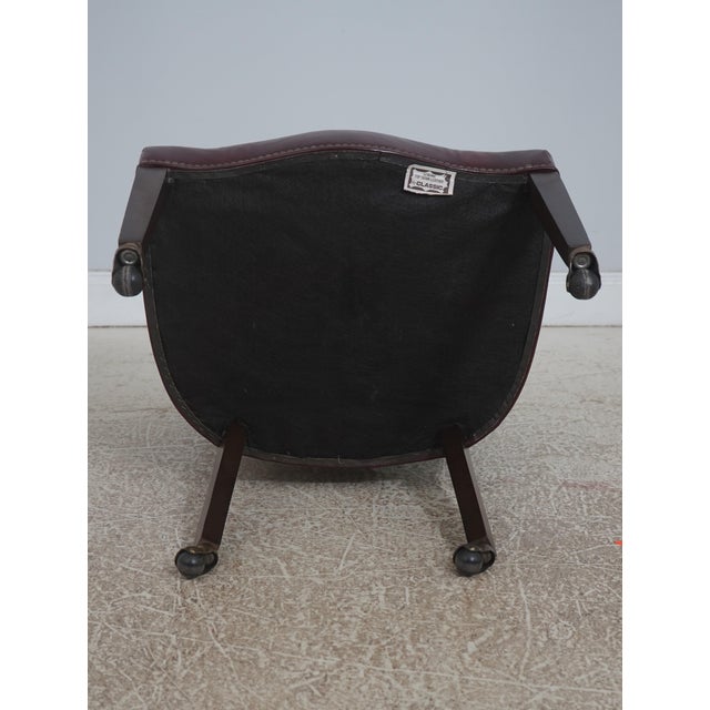 Classic Mahogany Burgundy Leather Barrel Back Chair For Sale - Image 17 of 18