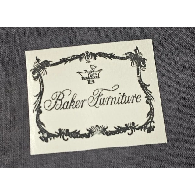 Late 20th Century Oval X-Back Arm Chair Barbara Barry for Baker Furniture Brown Leather Fabric For Sale - Image 10 of 10