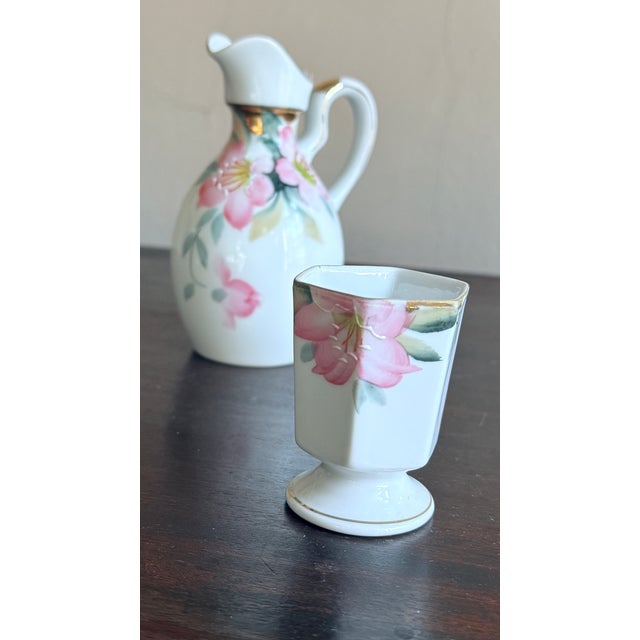 Ceramic Antique, Early 20th Century Noritake Japan Azalea Porcelain Mustard Pot and Vinegar Cruet Set For Sale - Image 7 of 7