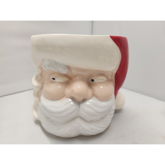 Vintage Santa Ceramic Punch Bowl & Santa Mugs- Set of 9 For Sale - Image 4 of 9