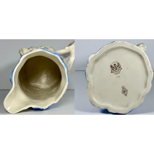 Blue Antique Parian Pitcher: Relief-Moulded Boy Climbing Tree, T.J. & J. Mayer c. 1850 For Sale - Image 8 of 10