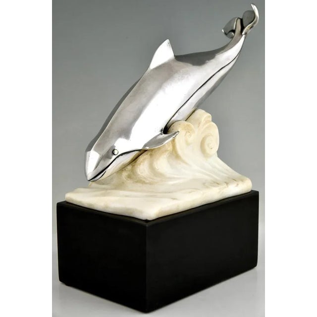 Marcel Bouraine, Art Deco Whale in the Waves, 1925, Bronze For Sale - Image 9 of 13